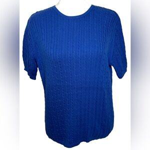 Pendleton M Blue Cotton Crew Neck Short Sleeve Sweater